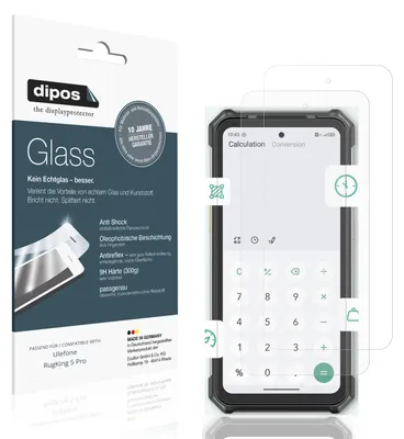 Produktbild von 2x Schutzfolie für Ulefone RugKing 5 Pro matt - Anti-Shock 9H Folie dipos Glass Kunststoffglas