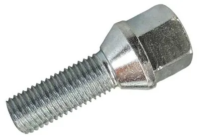 Zdjęcie produktu dla 1 sztuka śruby mocującej M14x1,5, długość 28 mm, stożkowy gwint 60°, srebrna, do FIAT Scudo I i Ulysse II