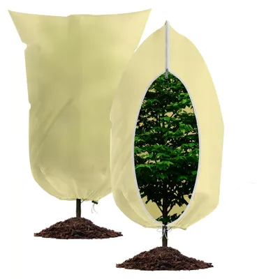 Produktbild von Winterschutz für Pflanzen 80 g/m² – Reißfester Frostschutz für Freilandpflanzen mit Reißverschluss und Kordelzug – Winterschutz für Topfpflanzen, Palmen und Olivenbäume (2 Stück, 80 x 120 cm)