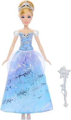 Immagine prodotto di Bambola Disney Princess Cenerentola, abito incantevole con suoni e luci, bacchetta magica inclusa, 6 modalità di gioco, 3+ anni