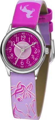 Produktbild von JACQUES FAREL HCC312 Pferd Uhr Mädchen Kinderuhr Lederarmband lila