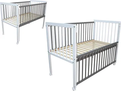 Produktbild von Kinderbett / Beistellbett / Babybett 2in1 120x60 cm weiß-grau