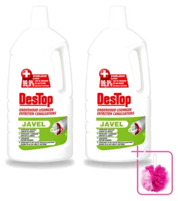 Produktbild von 2 x DesTop Abflussreiniger 4-in-1 mit Chlor und Zitronenduft 1,5 l - Sparpackung - 2 Stücke