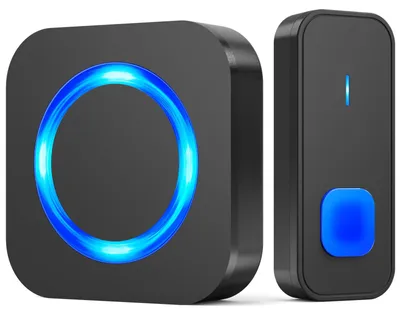 Produktbild von SURFOU Funkklingel, Türklingel Funk Klingel Kabellos Haustürklingel mit Plug-in-Empfänger 400m Reichweite mit Aussen Wasserdicht, 55 Klingeltönen 5 Lautstärken, Blinkende LED, Schwarz – 1 Empfänger +