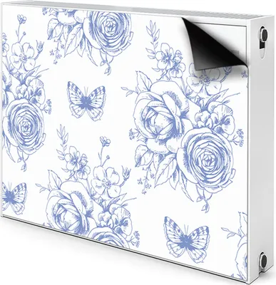 Produktbild von Magnet Heizkörperverkleidung Heizkörper-Abdeckung Heizung Heizkörper 80x60 cm - Schmetterlinge und Blumen