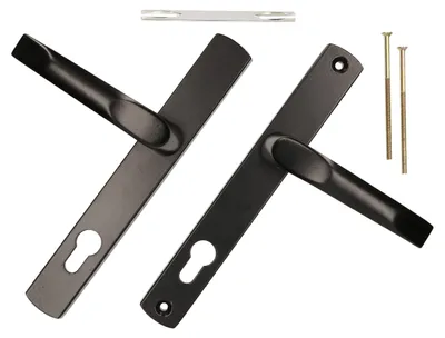 Productafbeelding van KOTARBAU® Paar handgrepen 90 mm met lang schild, zwart voor profielcilinder, modern, universeel