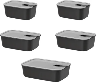 Produktbild von Mepal - Frischhaltdosen set 5 teilig EasyClip - Schüssel mit Deckel & Schiebeverschluss - Geeignet für Mikrowelle, Dampfgarer, Kühl- und Gefrierschrank - Luftdicht - 4.9 l - Nordic black