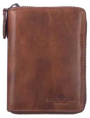 Productafbeelding van GREENBURRY Leer portemonnee Newport Zip Around Wallet Caramel Lichtbruin