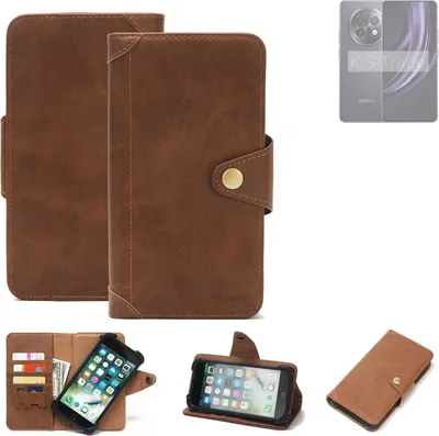 Produktbild von K-S-Trade Handyhülle kompatibel mit Realme 13 5G Schutz Hülle Walletcase Bookstyle Tasche Case Handytasche Wallet Flipcase Cover PolyurethanBraun (1x)
