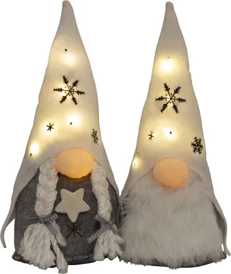 Produktbild von Wichtel mit LED 22cm (37cm), 2er Set Dekofigur Weihnachten