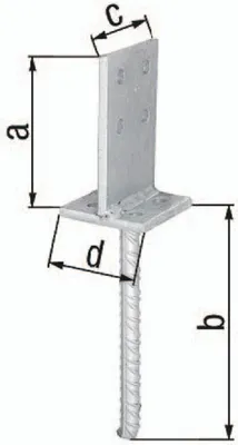 Image de Alberts 215521 Support de poteau en T | à visser ou à bétonner | galvanisé à chaud | dimensions de l'âme 130 x 80 mm | ancrage pour béton 200 mm