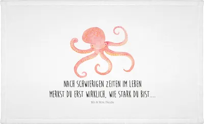 Produktbild von Mr. & Mrs. Panda Handtuch Tintenfisch - Weiß - Geschenk, 50x100, Meer, Wasser, frottierhandtuch, Meerestier, gesichtstuch, Lustige Sprüche, Frotteehandtuch, Ozean, Krake