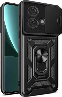 Image de Etui pour Motorola Edge 40 Neo avec anneau, support, protection de l'appareil photo, pare-chocs en TPU, étui en silicone noir