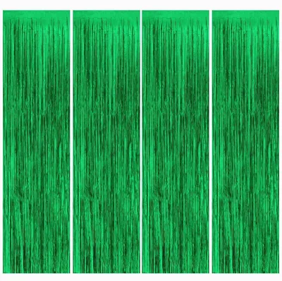 Productafbeelding van Metalen Lametta Folienvorhangen, Groen, 4 Stuks