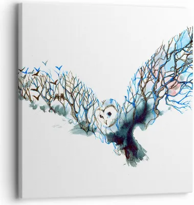 Produktbild von Bild auf Leinwand - Leinwandbild - Eule wild Wald Flug - 30x30cm - Wand Bild - Wanddeko - Wandbilder - Leinwanddruck - Bilder - Kunstdruck - Wanddekoration - Leinwand bilder - Wandkunst - AC30x30-3122