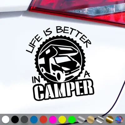 Produktbild von PantherPixel Wohnmobil Aufkleber Wohnwagen Bus Reise Besser Camping Sticker Auto Geschenkidee Farbe Schwarz