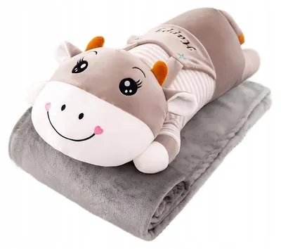 Produktbild von Granda Kuscheltier Kuh mit Decke Plüschtier 3-in-1 Grau