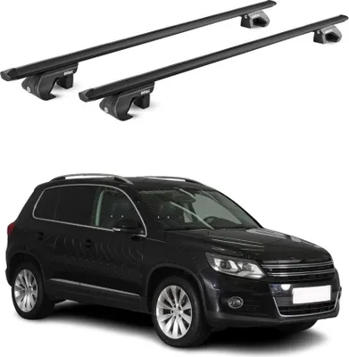 Image de Barres de toit transversales pour VW Tiguan 5N 2007-2016 Alu Noir 2 pièces ABE