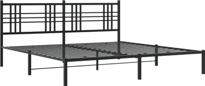 Produktbild von Bettgestell mit Kopfteil Metall Schwarz 193x203 cm