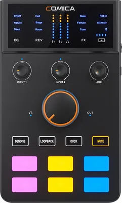 Produktbild von COMICA AD Caster C1 Audiomixer, USB-Audioschnittstelle, Soundkarte mit 3,5-mm-Anschluessen, Dual-XLR-Eingang, unterstuetzt Echtzeitueberwachung, BT-Verbindung fuer Podcasting, Streaming, Gaming und Aufnahme