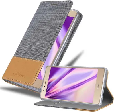 Produktbild von Cadorabo Hülle für Huawei P8 MAX Schutzhülle in Grau Handy Hülle Etui Book Case Cover