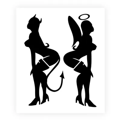 Produktbild von Sticker Aufkleber Engel und Teufel Schwarz 10x12cm