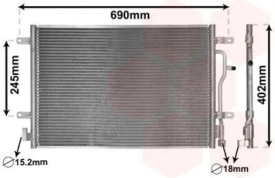Immagine prodotto di Condensatore aria condizionata Van Wezel senza essiccatore per Audi A4 + Avant Cabriolet 1.6-3.2 + TDI FSI S4