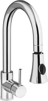 Obrázek produktu pro Jednootvorová dřezová baterie z nerezové oceli se sprchou H 370 mm - Hendi 810163