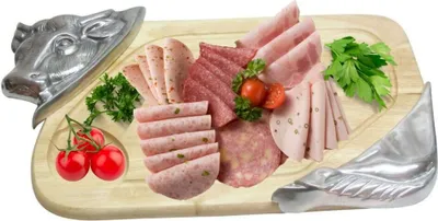 Produktbild von Servier Holzbrett Teller Speise platte Käse Antipasti Wurst Dessert Obst 48x32cm