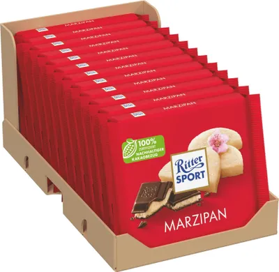 Produktbild von Ritter Sport Marzipan 100g | Vollmilchschokolade mit Marzipancreme (12er Pack)