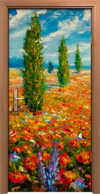 Produktbild von Türposter 90x200 cm Türaufkleber Türtapete Türfolie Klebefolie Blumen wiese Malerei