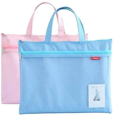 Produktbild von Wasserdichte Dokumententasche Nylon Mesh mit Reißverschluss, blau-rosa, klein