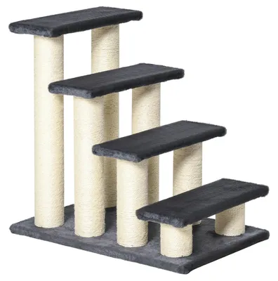 Produktbild von Katzentreppe4-stufigeHaustiertreppe59cmhochHundetreppefürKatzenallerGrößenHunderampeEinstiegshilfefürBett,Sofa,CouchGrau