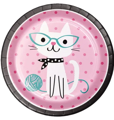 Productafbeelding van 8 papieren borden met kattenmotief