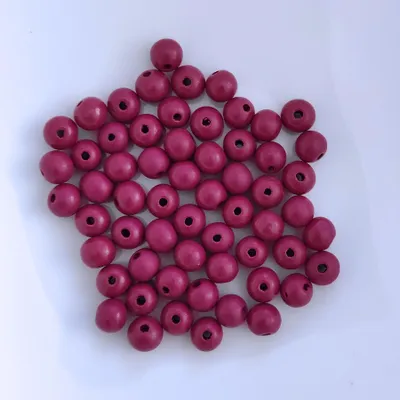 Image de Perles en bois rondes, 60 pièces, 10 mm, rose foncé