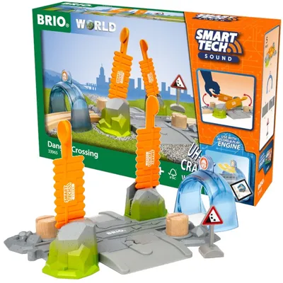 Produktbild von BRIO 33965 Smart Tech Sound Adventure Railway Crossing - Kompatybilny z serią Smart Tech Sound od BRIO - Interaktywna zabawka zalecana dla osób w wieku 3+