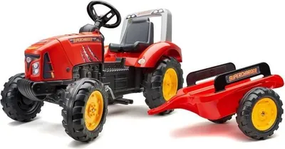 Produktbild von Tret-Traktor Supercharger FALK, Lenkrad, Anhänger, Hergestellt in Frankreich, 60% recyceltes Plastik, Ab 3 Jahren