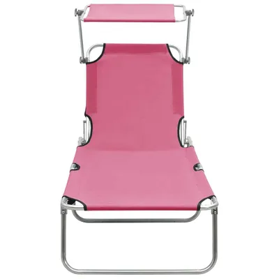 Produktbild von Möbel Klappliege/Sonnenliege HOMMIE - Gartenliege - Gartenmöbel - mit Sonnendach Stahl Rosa - 189x58x27 cm Top7591468