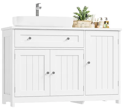 Zdjęcie produktu dla Szafka pod umywalkę, 90x30x61,5 cm, z szufladą, biała, wykonana z MDF