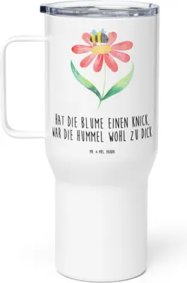 Produktbild von Mr. & Mrs. Panda Thermobecher Hummel Blume - Weiß - Geschenk, thermosbecher, Hummeln, Teetasse, Lustige Sprüche, Feld, Mehrwegbecher, Biene, To-Go-Becher, Wespe