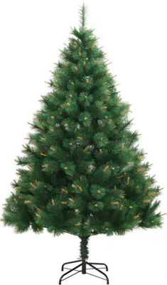 VIDAXL - Albero di Natale Sottile con Legno Vero e Neve Verde 210 cm