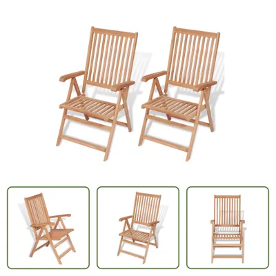 Image de The Living Store Chaises de jardin réglables 2 pcs. Bois massif teck