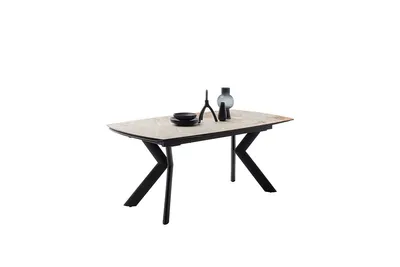 Produktbild von Esstisch Ossana | grau / schwarz | ausziehbar | 180(260) x 100