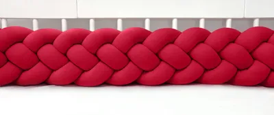 Produktbild von Bettschlange 4-strängig geflochten Velours 400 cm – Rot | Bettumrandung Babybett Nestchen | Letino