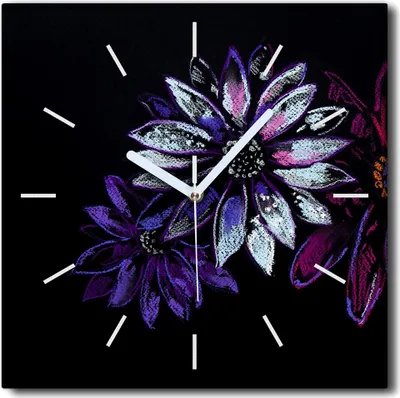 Produktbild von Coloray Uhr auf Leinwand 30x30 cm Wand Uhr Dekoration Wohnzimmer Segeltuch weiße Zeiger -Blumen Pflanzennatur