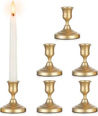 Immagine prodotto di Candele da tavolo vintage: 2 pezzi, piccoli portacandele in oro opaco