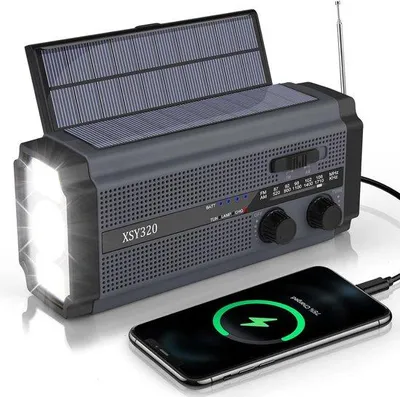 Obrázok produktu pre Solárne rádio s ručným nabíjaním a powerbankou