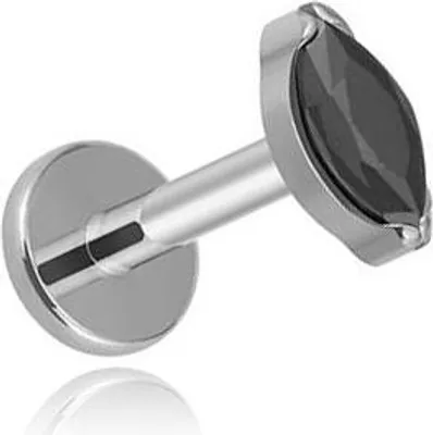 Produktbild von Titan Labret Silber Tropfen mit schwarzem Zirkon 1,2/6