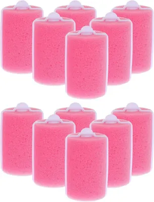 Produktbild von 12 Stück Lockenschwamm in Rosa aus Weichem Schwamm für Selbstgemacht Haarstyling mit Natürlichen Locken für Zuhause und Reisen