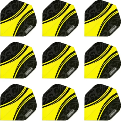 Produktbild von Pentathlon | Dart Flights | 100 Micron | Standard | Gelb-Schwarz | 3 Sets = 9 Flights